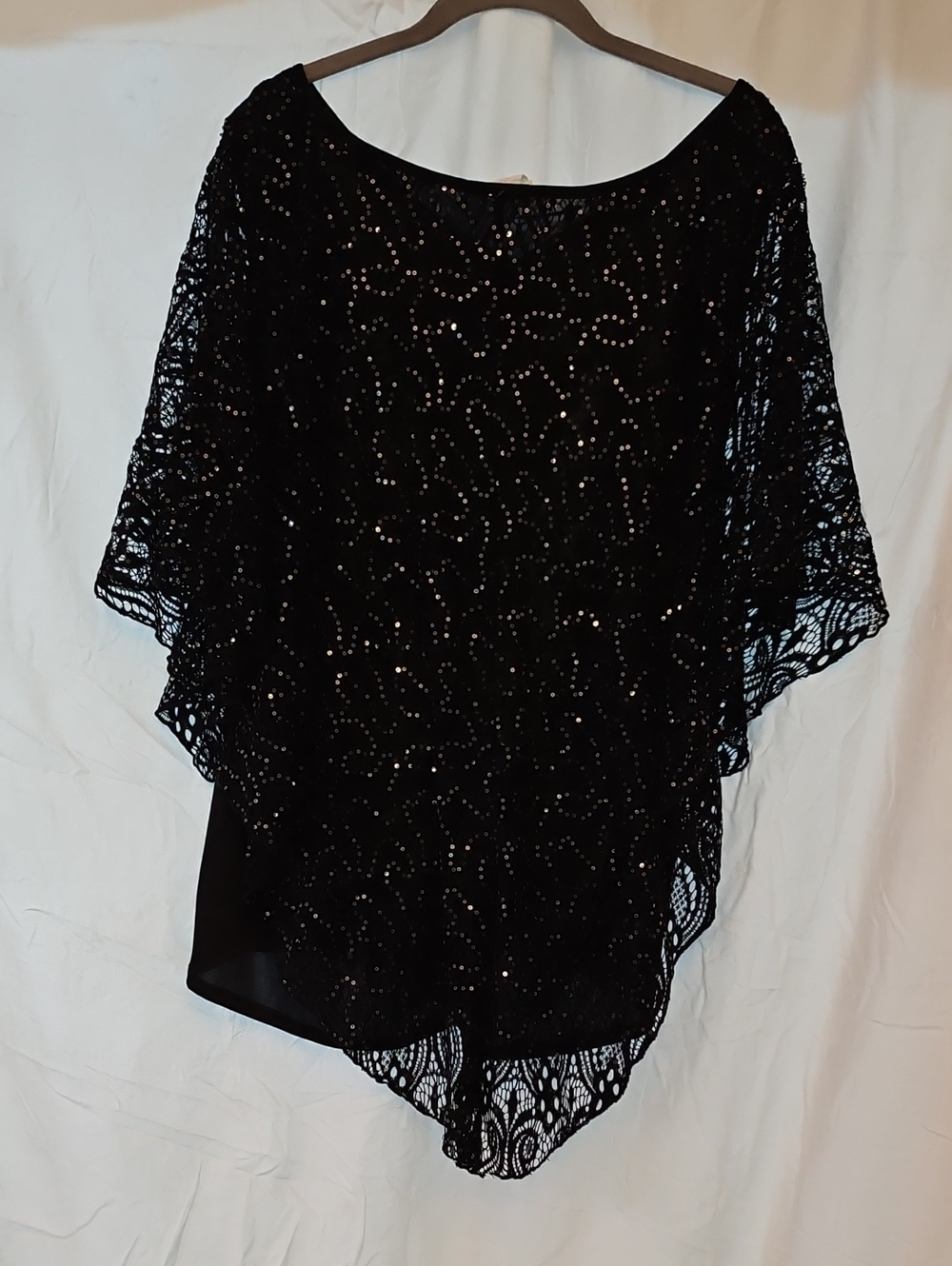 1XL Brittany Black Black Sequined Crochet Top - Picture 3 of 3